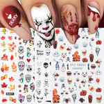 8 ark Halloween höst höst nagelkonst klistermärken dekaler självhäftande skalle spindelnät pumpa design manikyr tips nageldekoration