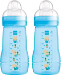 MAM Easy Active Baby Bottle with Medium Flow MAM Teats Size 2, Twin Pack of Baby