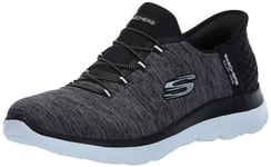 Skechers Femme Hands Free Slip Ins Summits Dazzling Haze Basket, Noir/Blanc, 42 EU Large