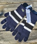 Genuine M LACOSTE Navy Black White 80% Wool GLOVES New Tags RV8630-00 W4F