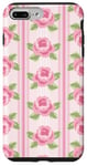 Coque pour iPhone 7 Plus/8 Plus Rose délicat motif floral rose esthétique girly