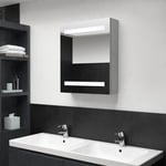 Badeværelsesskab med spejl + LED-lys 50x14x60 cm betongrå