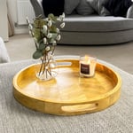 Large Round Decorative Tray Coffee Table Home Decor Handles Candle Plate Display