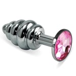 Rosebud Spiral Metal Plug(Silver) Pink