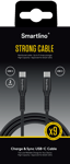 Smartline Slitstark Laddningskabel 2m USB-C till USB-C, svart