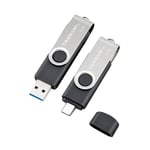 Tranzip Flip Duo 32gb Usb Type-a / Usb Type-c Sort, Flerfarvet, Rustfrit Stål