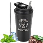 Travel Mugs for Cold or Hot Drinks 11Hours Long Lasting Reusable Coffee Cup with Straw Stainless Steel Double-Walled Vacuum Insulated Leak Proof Thermos Coffee Tea Flask Work Home 500ml (Black)
