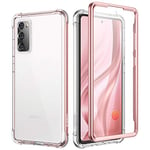 SURITCH Clear Case for Samsung S20 FE【Built in Screen Protector】 360 Full Body Hybrid Protection Hard Shell+TPU Rose Gold Bumper Rugged Case with Lens Protector for Samsung Galaxy S20 FE 5G 6.5 inch