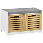 Sobuy - Banc de Rangement avec coussin rembourré et 2 cubes, Meuble d'Entrée Commode à Chaussure Banquette confortable ® FSR23-K-WN