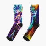 Chaussettes Taille Unique Dragon Ball Super - Goku Et Vegeta Ssj Bleu Nouveauté Fantaisie Motif Fou Équipage Décontracté Pour Hommes Femmes