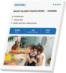 Lot de 100 feuilles de papier photo brillant pour imprimante jet d'encre 210 mmx297 mm,240 g/m²,avec revêtement en résine synthétique haute brillance pour imprimante jet d'encre Canon HP