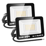 RIGIDON 2 Pcs Outdoor Flood LED Work Light, 30W 3000 Lumens Floodlight, Daylight Warm White Security Lights for Garden Yard Lawn Basketball Football Court Patio Landscape, IP66 Waterproof 4000K