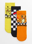 Pokemon Character Socks 3 Pack 6-8.5 Multi Coloured male