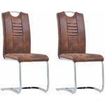 Vidaxl - Chaises à manger cantilever lot de 2 marron similicuir daim Brown