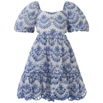 Bardot Junior Ellory Broderad Mini Klänning Periwinkle | Vit | 12 years