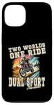 Coque pour iPhone 13 Two Worlds One Ride Dual Sport Adventures Moto Rider