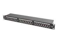 Lanberg Pps6-1024-B - Patch-Panel - Cat 6 - Stp - Rj-45 X 24 - Ral 9004, Svart - 1U - 19"