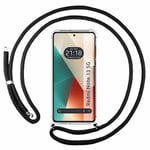 Tumundosmartphone Coque avec pendentif transparent pour Xiaomi Redmi Note 13 5G avec cordon noir