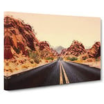 Road Through The Grand Canyon In Abstract Modern Art Canvas Wall Art Print Ready to Hang, Framed Picture for Living Room Bedroom Home Office Décor, 30x20 Inch (76x50 cm)