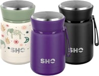 SHO Food Flask - Vacuum Insulated Double Walled Stainless Steel Food Flask &...