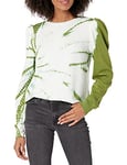 The Drop Jean Sweatshirt pour Femme, en Polaire, à Manches Bouffantes, Vert Feuillage (Treetop), Taille XXS