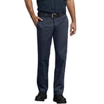 Dickies Men's Slim Straight Workwear Trousers, Dark Navy, 32W 32L UK