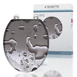 SCHÜTTE 80023 Siège Holzkern en acier gris, le siège de toilette convient à toutes les cuvettes de toilettes standard, charge maximale du siège de toilette 175 kg, motif gris acier