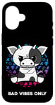 Coque pour iPhone 16 Bad Vibes Only Grumpy Looking Figurine de vache