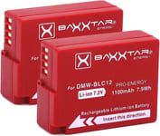 2X Pro - Compatible avec Batterie Panasonic DMW BLC12 E r?el 1100mAh - Lumix DC FZ1000 II G91 DMC GX8 G70 G80 G81 G7 G6 G5 FZ2000 FZ1000 FZ300 FZ330 FZ200 etc.