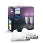 Pack de 2 ampoules Philips Hue White et Color Ambiance B22 Bluetooth 10 W Blanc