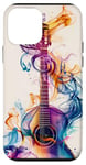 Coque pour iPhone 12 mini Guitare ethnique vintage violette avec motif fumé coloré