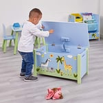 Liberty House Toys, TF5005, Safari Hinged Wood Toy Box, Big Toy Box, 49.5cm H x 68cm W x 39cm D, Blue