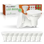 ALUSSO GU10 LED Light Bulbs, 7W 560lm Warm White 3000K, Equivalent to 70W Halogen Bulbs, Non-dimmable, 120° Beam Angle, LED Spotlight Bulbs Suitable for Living Room, Bedroom, Kitchen, Pack of 10