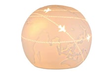 Gilde Lampe de table - Boule du monde - Décoration en porcelaine blanche - Diamètre : 18 cm