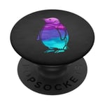 Teal Blue Purple Penguin Silhouette wildlife lovers black PopSockets Adhesive PopGrip