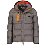 Geographical Norway CITERNIER MEN - Doudoune Chaude Matelassée Homme - Veste Manteau Chaud Doublure Hiver Hommes - Blouson Coupe Vent Manches Longues - Rembourrage Qualité Tissu Léger (GRIS FONCE S)