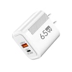 Snabbladdningsadapter USB C, laddare GaN PD 65W, Samsung S22, S21, iPhone 14, 13, Xiaomi, Huawei, LG, Quick Charge 3.0 US White