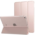 MoKo Étui Compatible avec iPad 9.7 2018/2017,Etui à Rabat avec Support Ultra-Mince avec Semi-Transparent Protecteur en Polycarbonate pour iPad 9.7 (iPad 5ème / iPad 6ème) - Rose