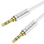 Câble Jack Audio Câble Auxiliaire 3.5Mm Mâle Vers Mâle [Plaqué Or] Nylon Câble Audio Stéréo Pour Iphone, Samsung, Ipod, Ipad, Voiture, Casque, Autoradio, Smartphones, Mp3 Etc. - 2M, Argenté