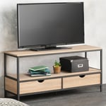 Meuble TV 113 cm DETROIT 2 tiroirs design industriel