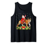 Xmas Decor Lights Funny Santa Riding Tiger Christmas Tank Top