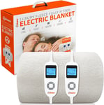 Warmer Electric Blanket SuperKing Size - Dual Control, Body&Feet Zone Setting, -