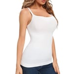 Joyshaper Women Tummy Control Vest Tops Slimming Camisoles Compression Cami Tops Shapewear Body Shaper with Adjustable Straps White,L