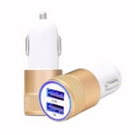 Guld USB bil cigarettändare Laddare Dubbla portar Ultrasnabb USB X2 billaddare 12-24V för Huawei P30 Pro New Edition Vit