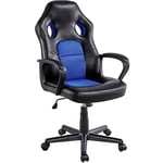 Yaheetech Fauteuil de Bureau Ergonomique Siège rembourré Hauteur Réglable Haut Dossier Inclinable Charge 150 kg Bleu