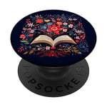 Bookworm Fleurs Avid Reader Floral Livre Lecture Nerd PopSockets PopGrip Adhésif