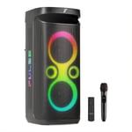 Pulse130 Splashproof Portable Party Speaker, Wireless Microphone & LEDs 2x 6.5"