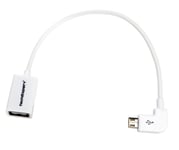 Cable usb femelle vers micro usb coudé OTG blanc pour Samsung Galaxy Tab S et S2