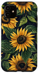 Coque pour iPhone 11 Peinture noire moderne en forme de tournesol tropical, « Don't Care Bear »