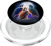 3 Falcon Howling At The Moon Funny Hawk Bird Lover Birder PopSockets PopGrip for MagSafe